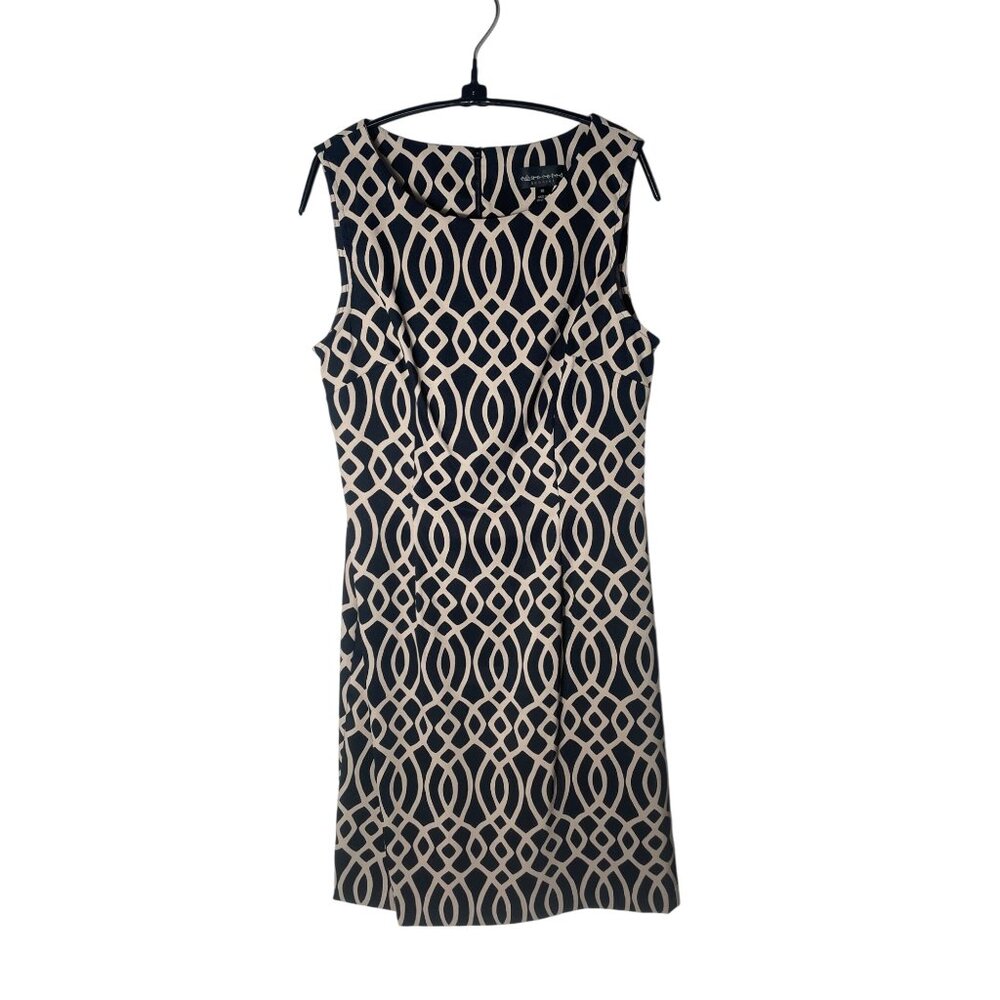 Connected Apparel Women’s Size 10 Black & Tan Sleeveless Midi Business Dress